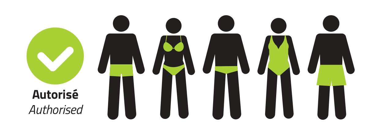 Tenues autorisées espace aquatique