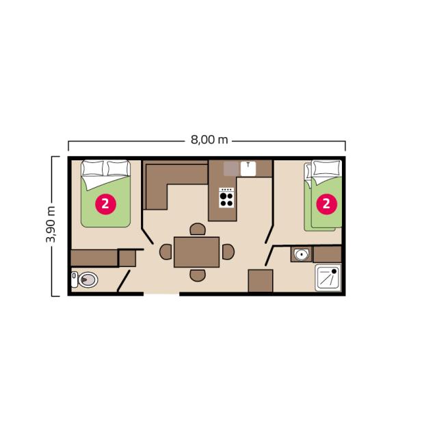 Plan mobil-home Océan Éco camping La Corniche
