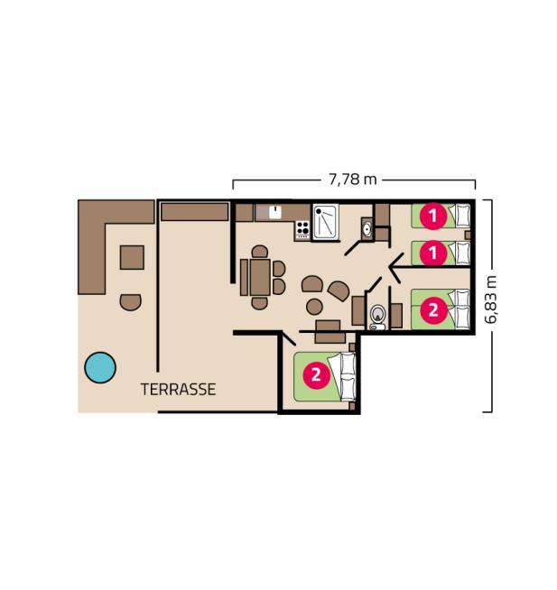 Plan Lodge Prestige camping Le Petit Rocher