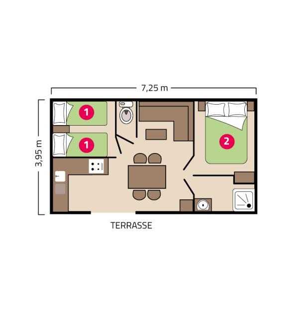 Plan mobil-home Bahia camping Park er Lann
