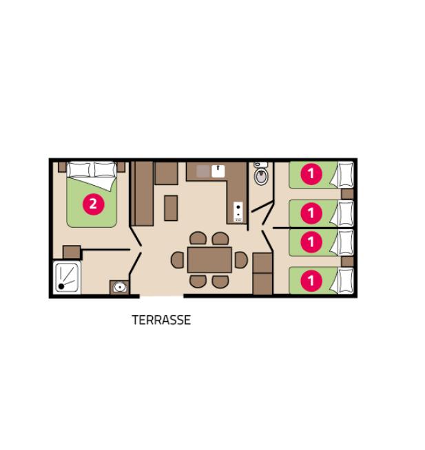 Plan mobil-home Famille camping Les Peupliers