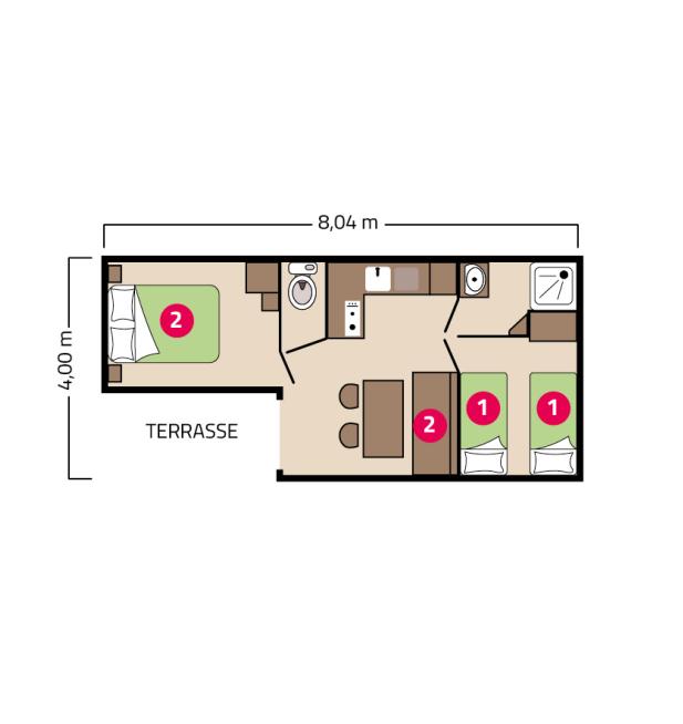 Plan mobil-home Loggia camping Le Petit Rocher