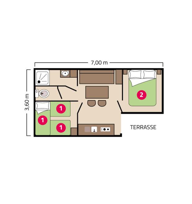 Plan mobil-home Loggia camping Les Peupliers