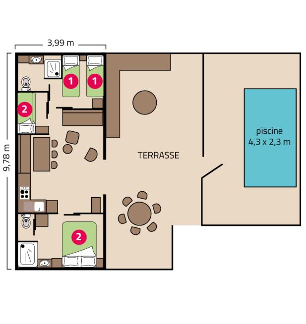 Plan Taos Prestige camping Les Peupliers