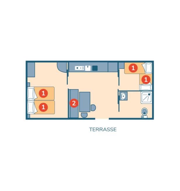 Plan mobil-home Personnes à Mobilité Réduite camping Le Petit Rocher