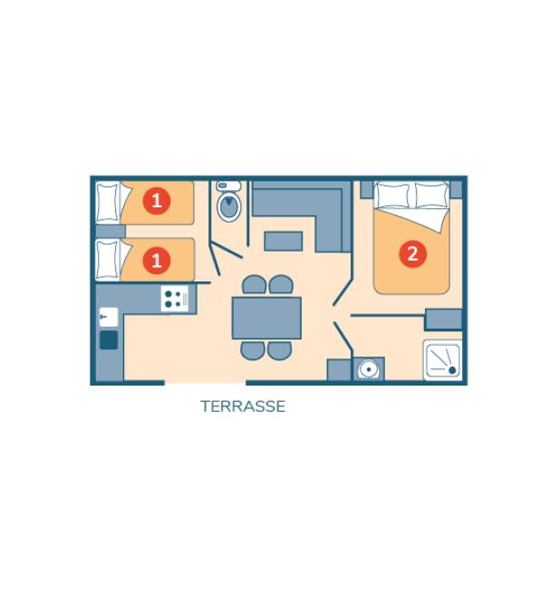 Plan mobil-home Bahia camping Park er Lann