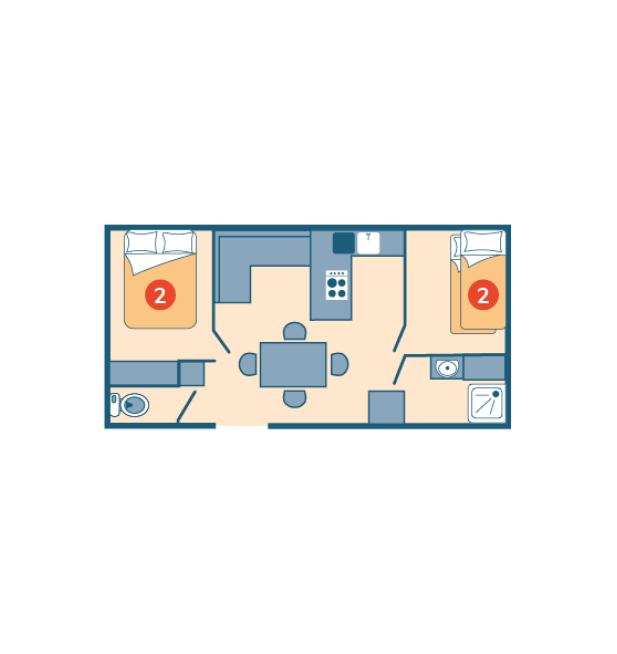 Plan mobil-home Océan Éco camping La Corniche