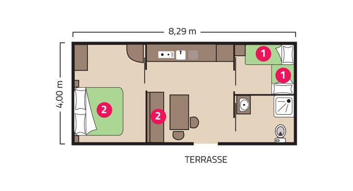 Plan mobil-home PMR camping Les Peupliers