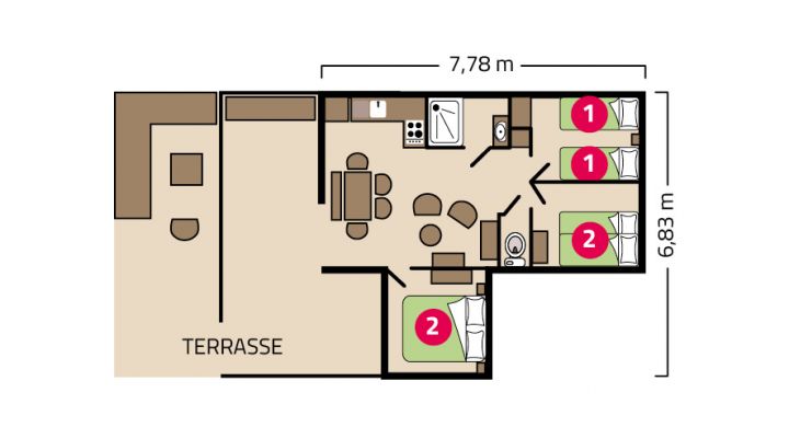 Plan Dunéa Lodge camping Le Petit Rocher