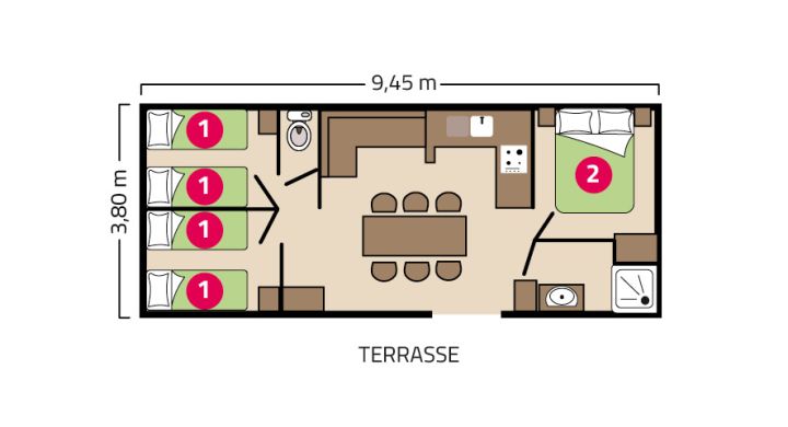 Plan Mobil home Clim Trio Camping Le Petit Rocher