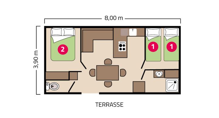 Plan mobil-home Atlantique Eco camping La Corniche