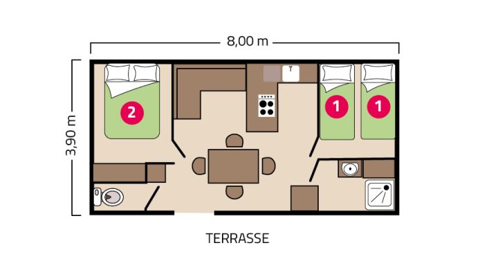 Plan mobil-home Atlantique camping La Corniche