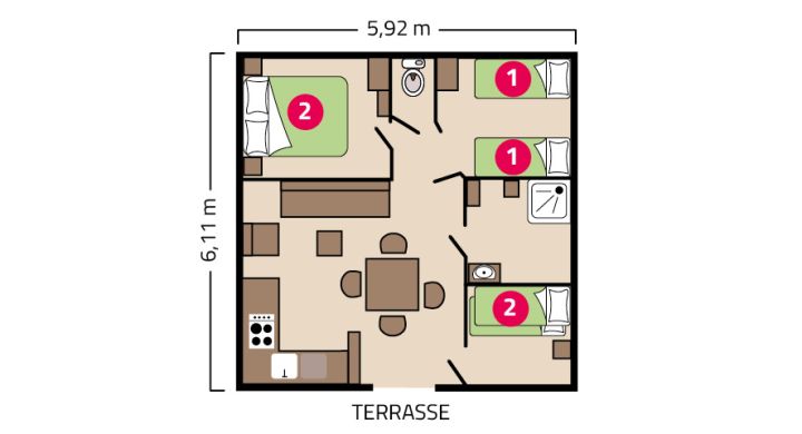 Plan chalet Grand Large camping La Corniche