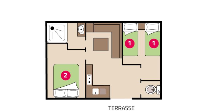 Plan mobil-home Riviera camping La Mignardière