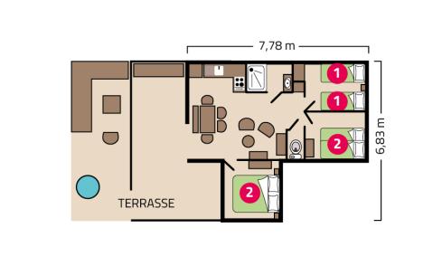 Plan Lodge Prestige camping Le Petit Rocher