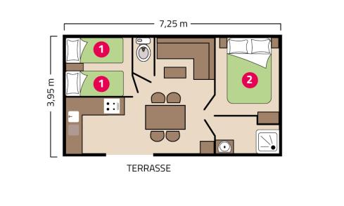 Plan mobil-home Bahia camping Les Peupliers