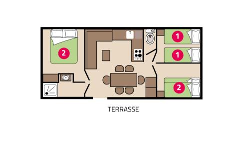 Plan mobil-home Famille camping Park er Lann
